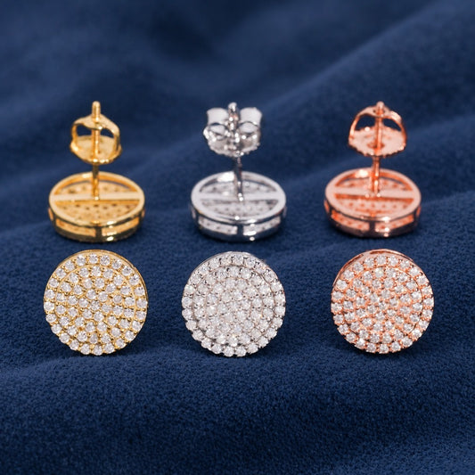 Moon Cluster Studs fronts and screwback backings in three finishes, 925 sterling silver