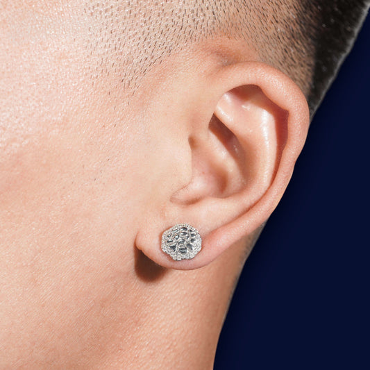 10mm Nugget Stud Earrings | 925 Silver | VVS Moissanite | Passes Diamond Tester