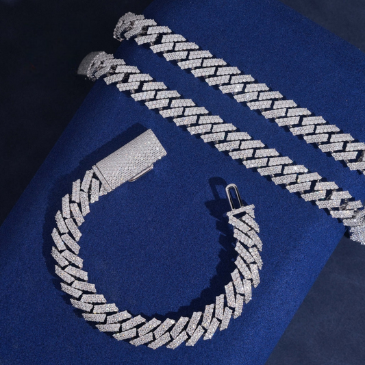 12mm Miami Cuban Bracelet | 925 Silver | VVS Moissanite | Passes Diamond Tester