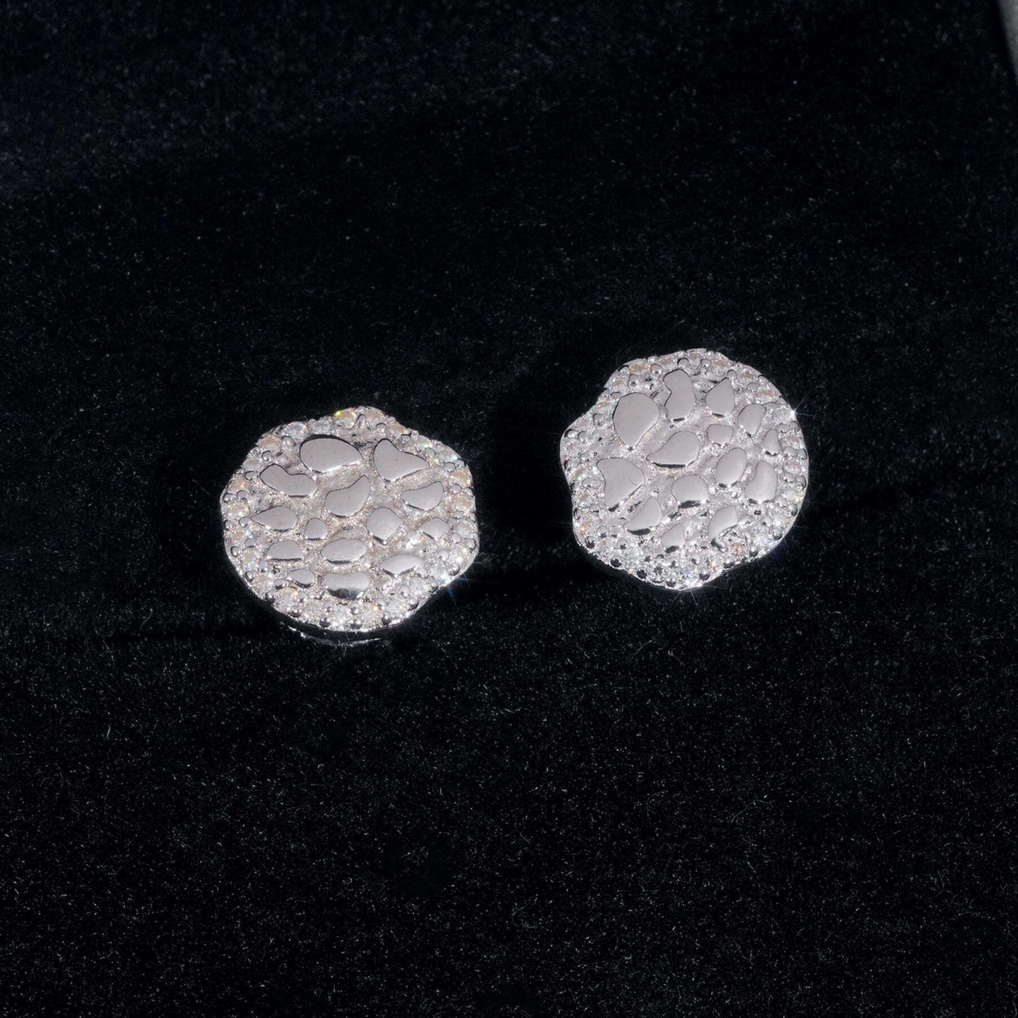 10mm Nugget Stud Earrings | 925 Silver | VVS Moissanite | Passes Diamond Tester