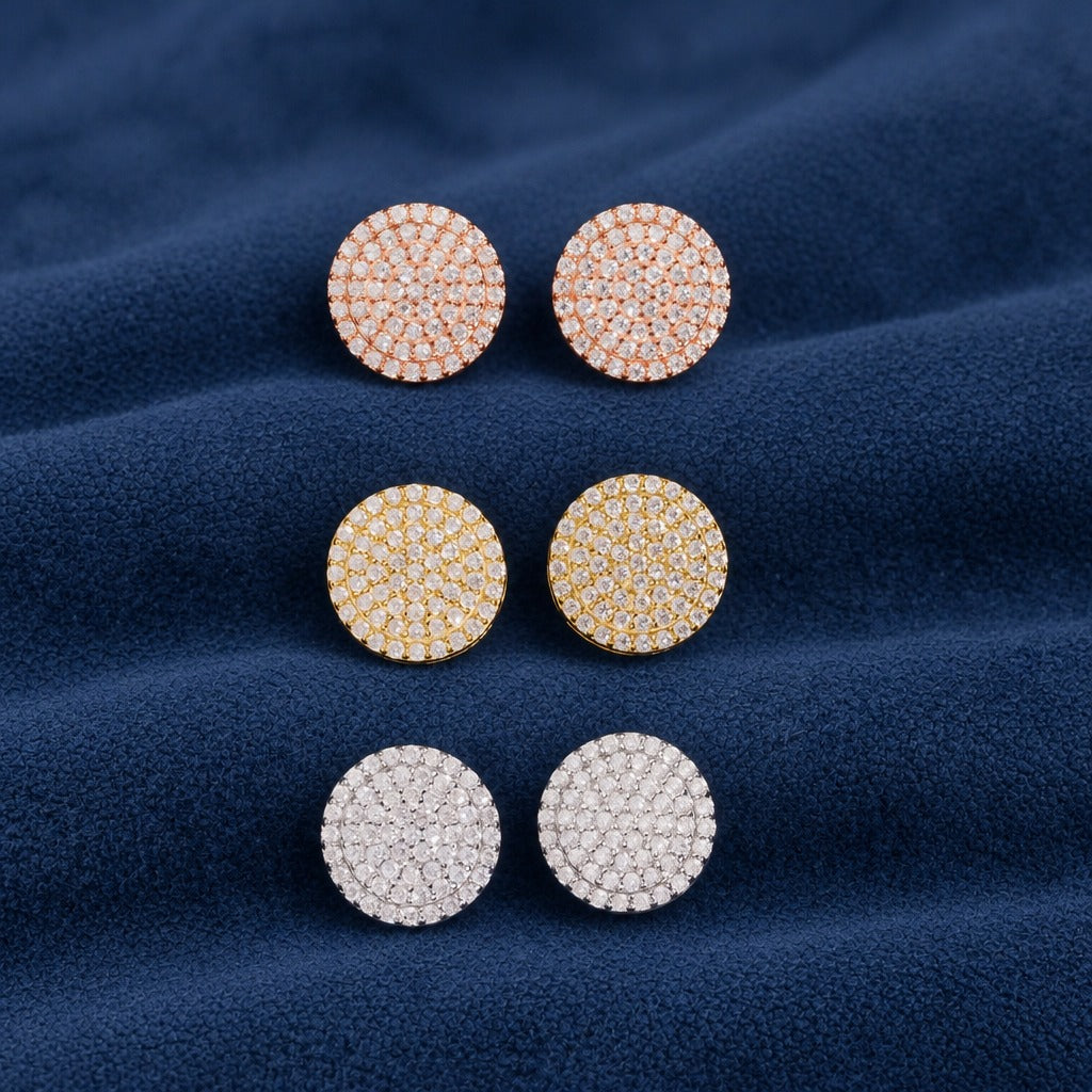 Moon Cluster Studs in silver, gold and rose gold, 10mm 925 sterling silver with VVS moissanite