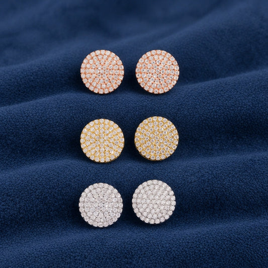 Moon Cluster Studs in silver, gold and rose gold, 10mm 925 sterling silver with VVS moissanite