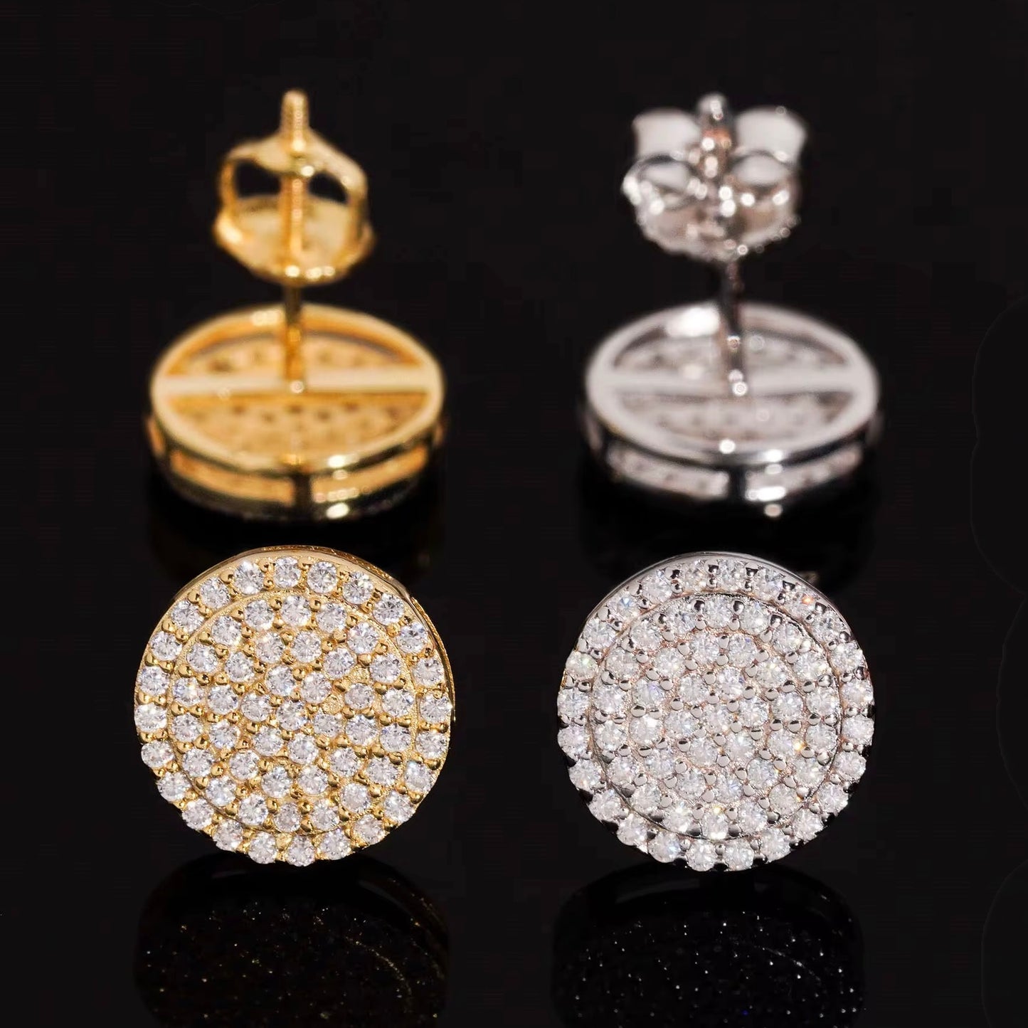 10mm BIG Cluster Stud Earrings | Gold | VVS