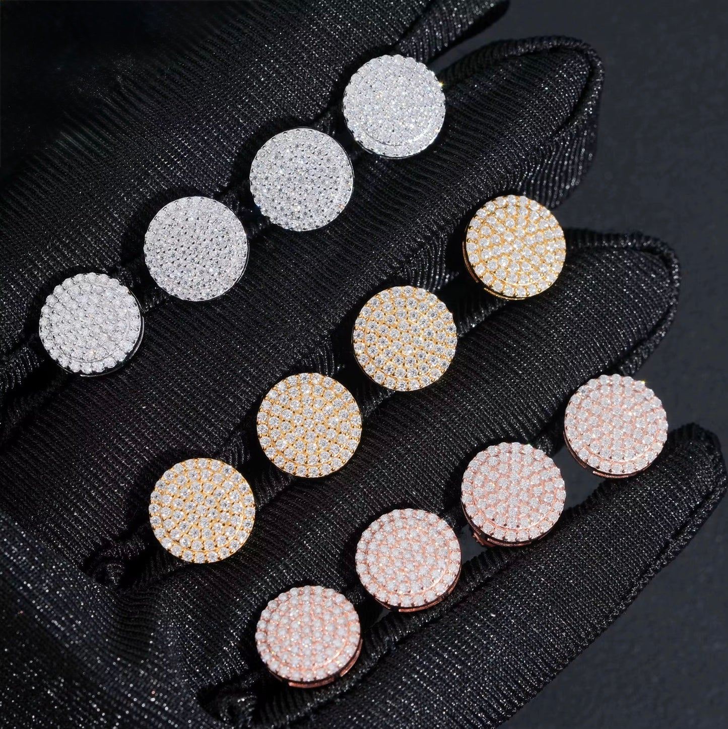 10mm BIG Cluster Stud Earrings | Gold | VVS