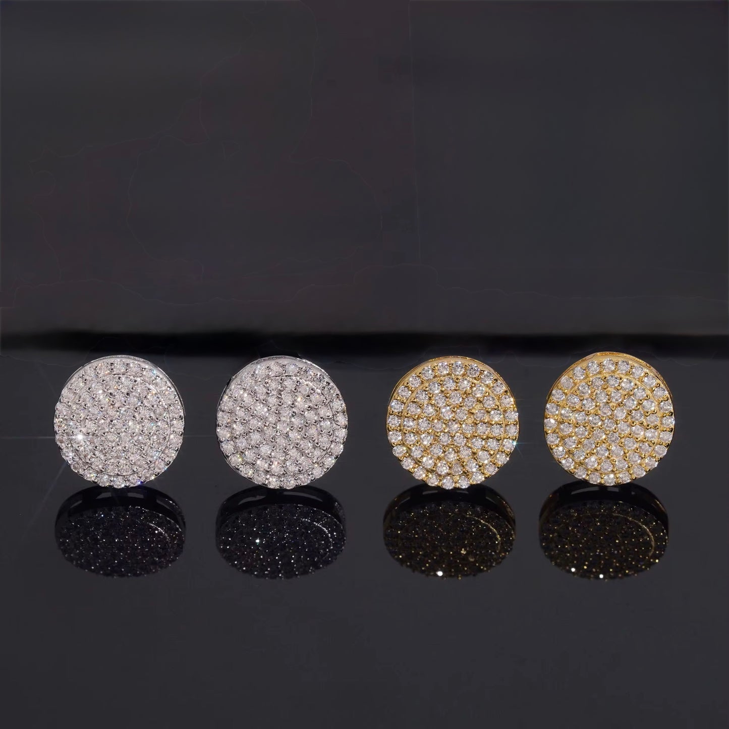10mm BIG Cluster Stud Earrings | Gold | VVS