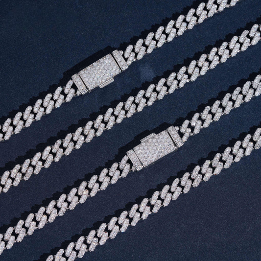6mm Cuban Link Chain | 925 Silver | VVS Moissanite | Passes Diamond Tester