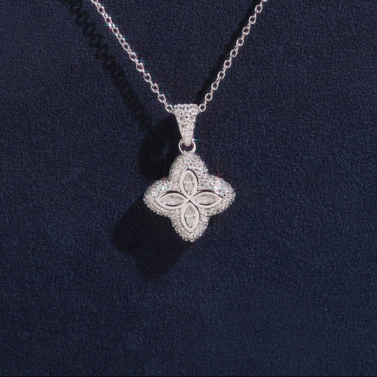 Four Leaf Clover Necklace | 925 Silver | VVS Moissanite | Passes Diamond Tester