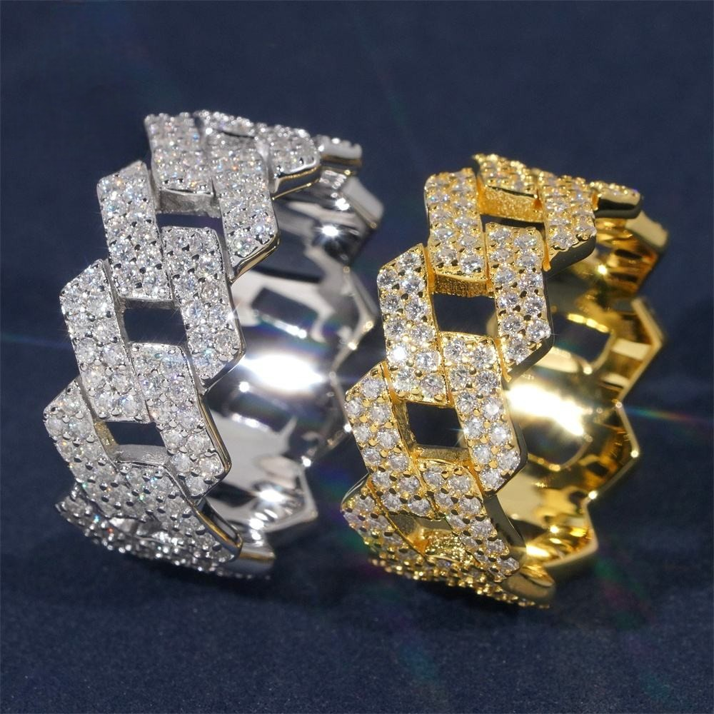 Cuban Link Ring | 925 Silver | VVS Moissanite | Passes Diamond Tester