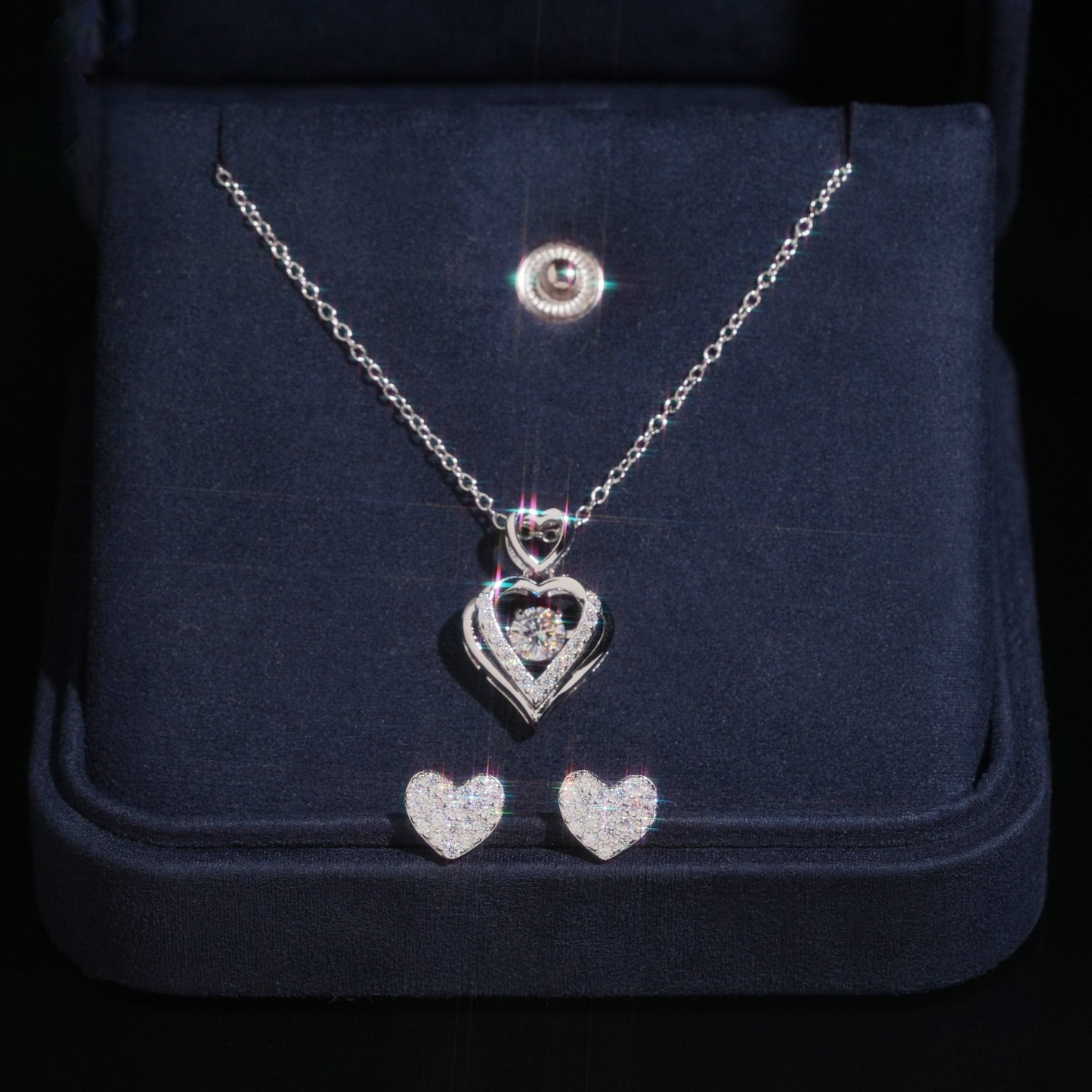 Beating Heart Set | 925 Silver | VVS Moissanite | Passes Diamond Tester