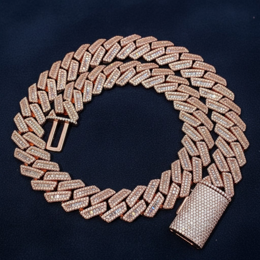 18mm Baguette Cuban Link | 925 Silver | VVS Moissanite | Passes Diamond Tester