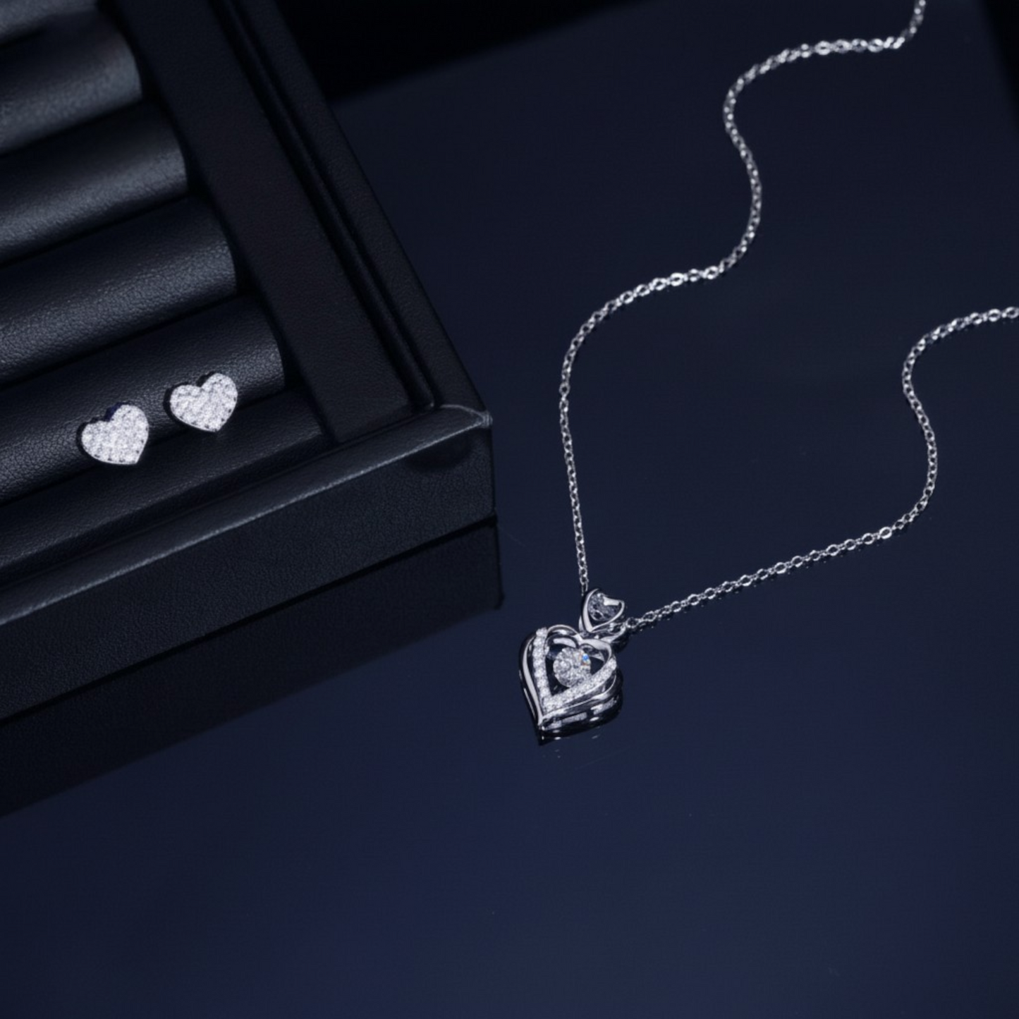 Beating Heart Set | 925 Silver | VVS Moissanite | Passes Diamond Tester