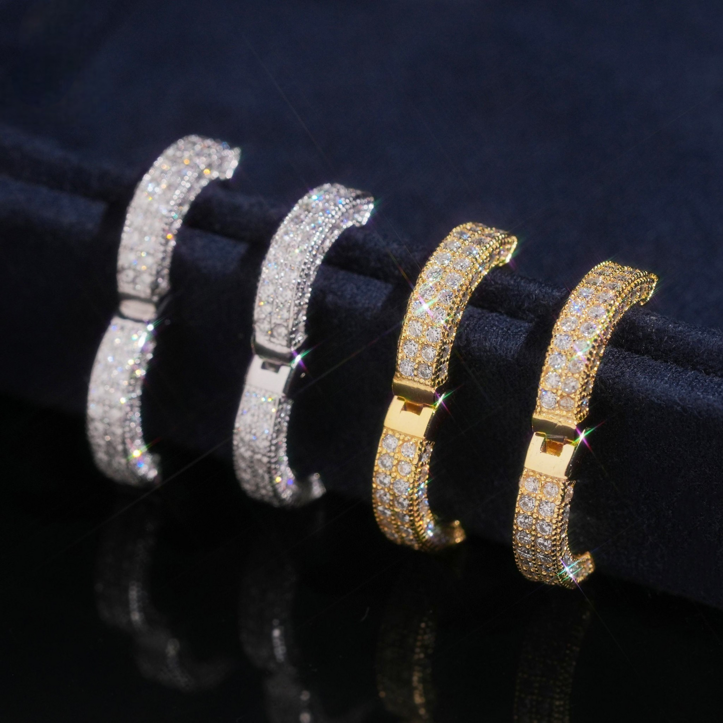 Iced Hoop Earrings | 925 Silver | VVS Moissanite | Passes Diamond Tester