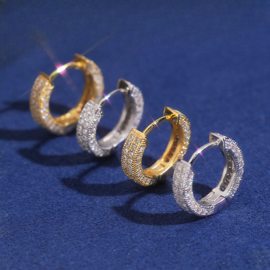 Iced Hoop Earrings | 925 Silver | VVS Moissanite | Passes Diamond Tester