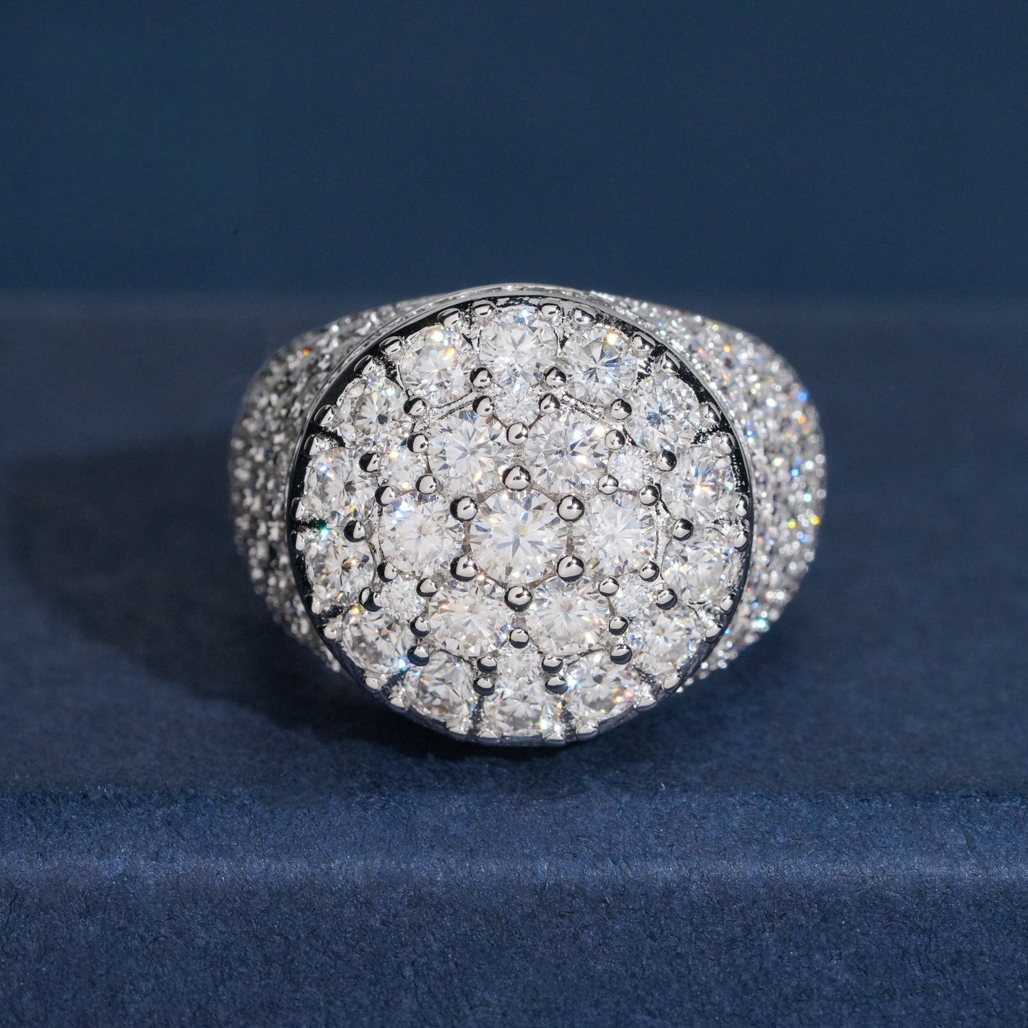 Cluster Sparking Ring | 925 Silver | VVS Moissanite | Passes Diamond Tester