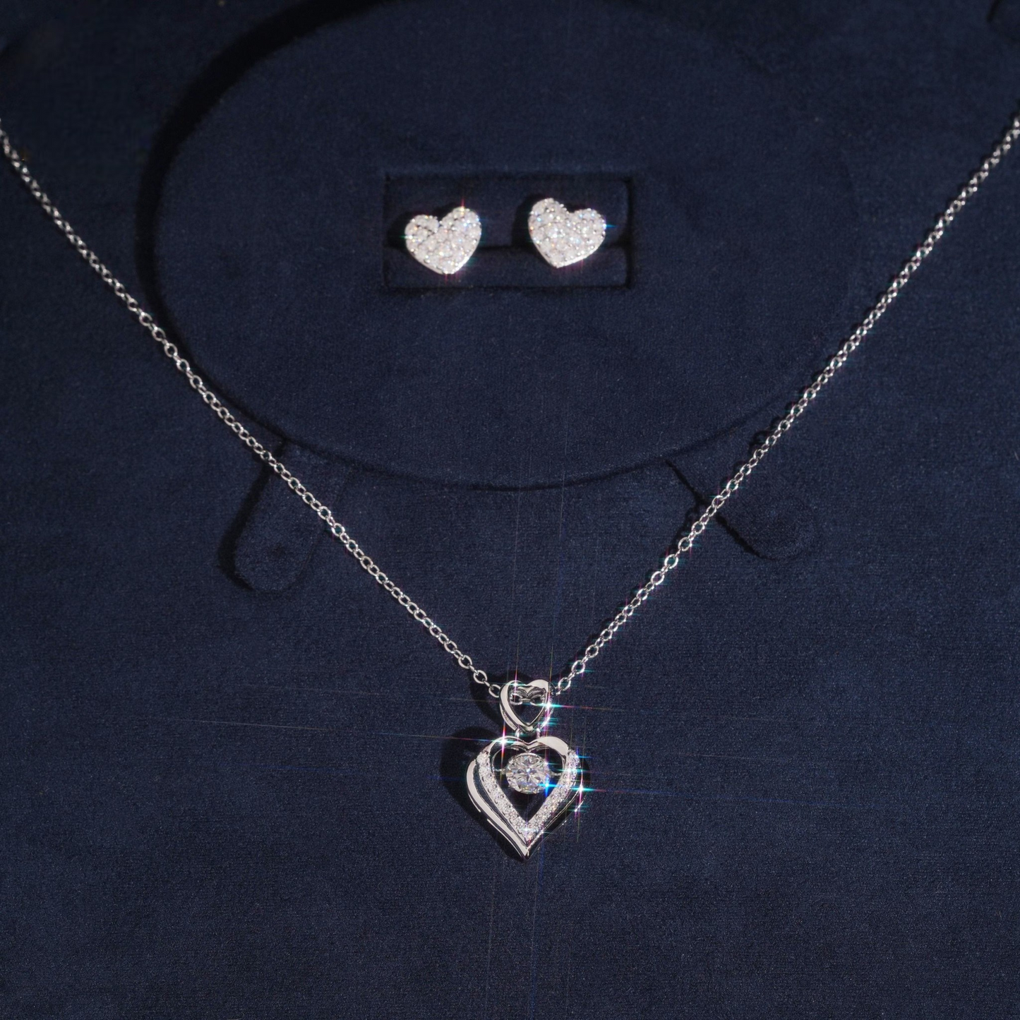 Beating Heart Set | 925 Silver | VVS Moissanite | Passes Diamond Tester