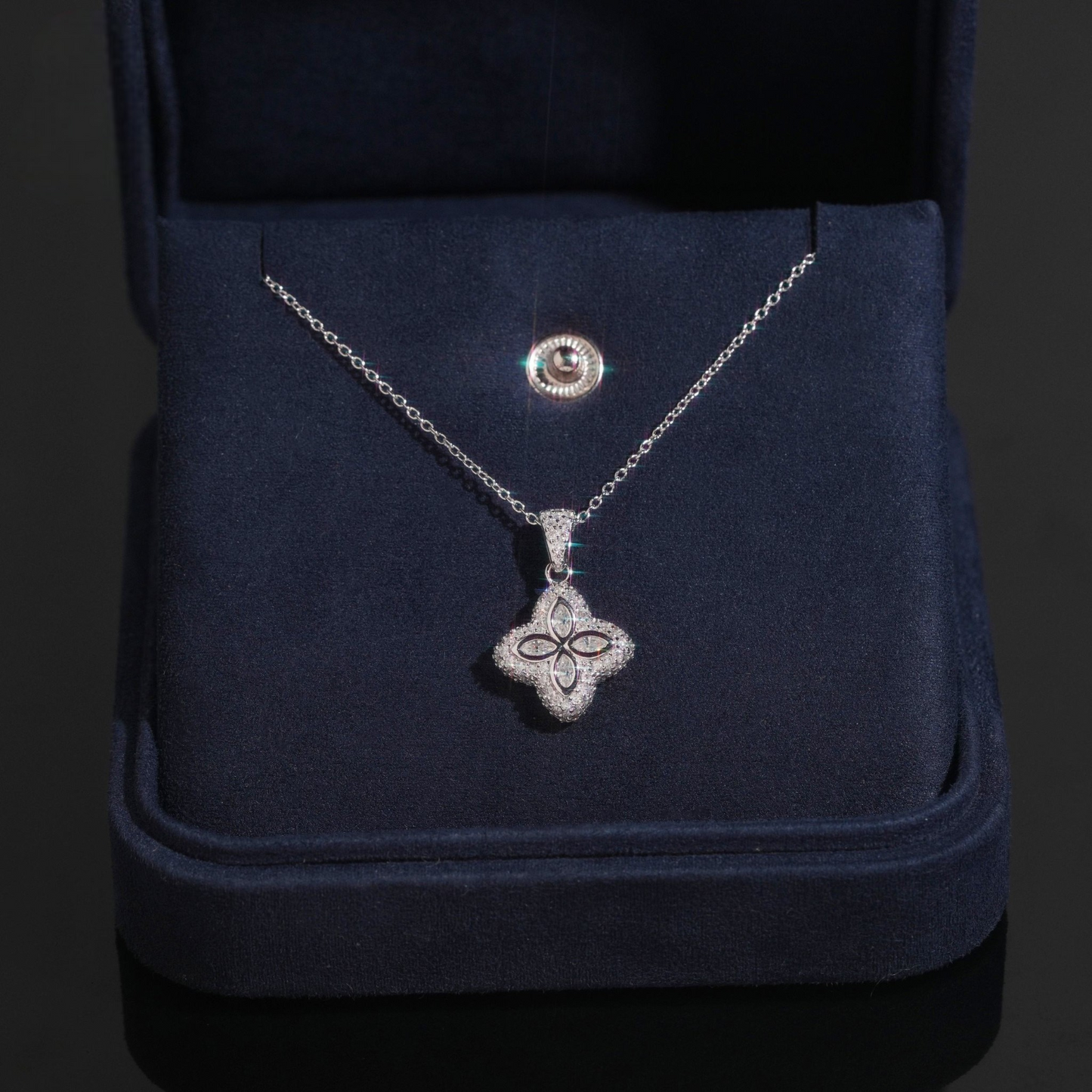 Four Leaf Clover Necklace | 925 Silver | VVS Moissanite | Passes Diamond Tester