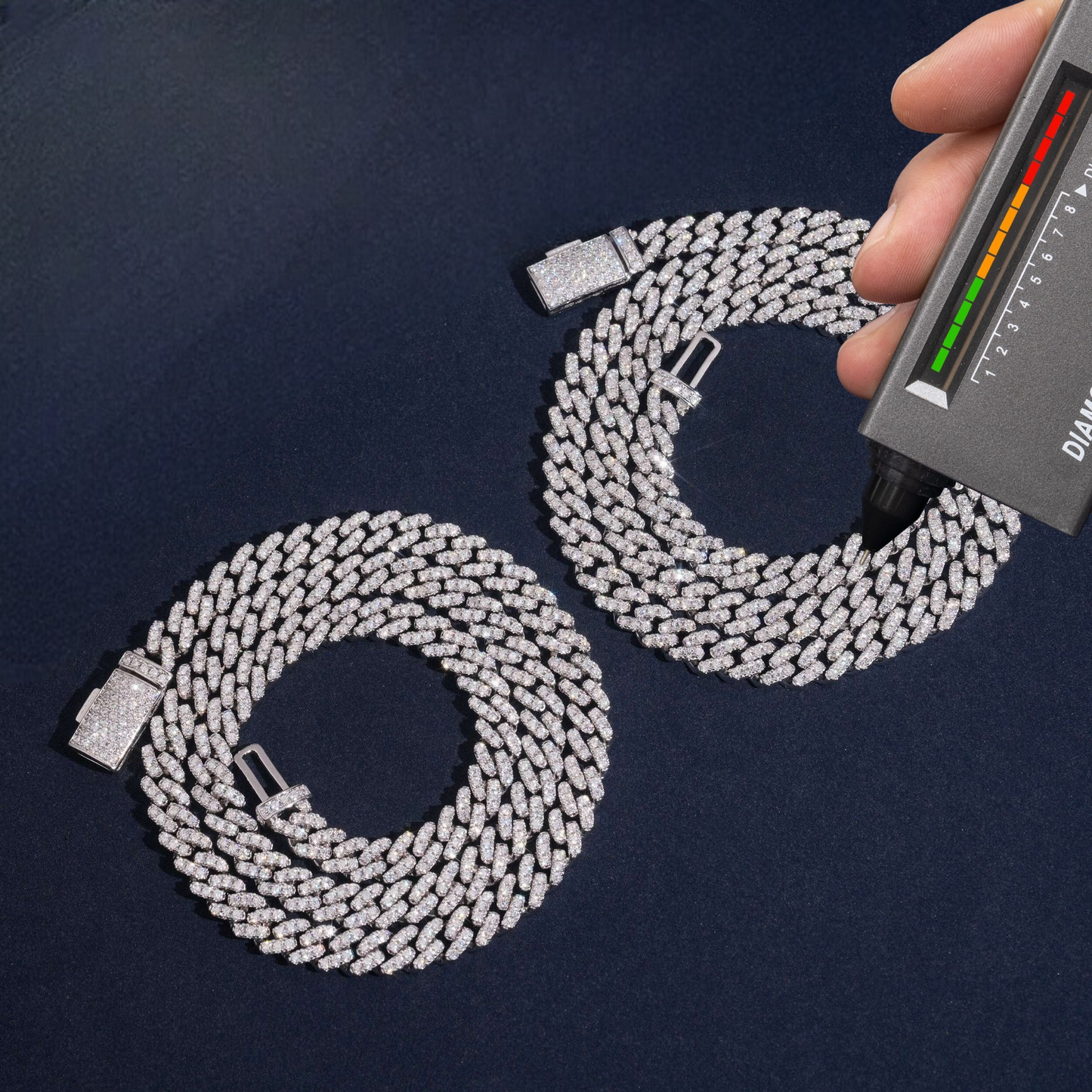 6mm Cuban Link Chain | 925 Silver | VVS Moissanite | Passes Diamond Tester
