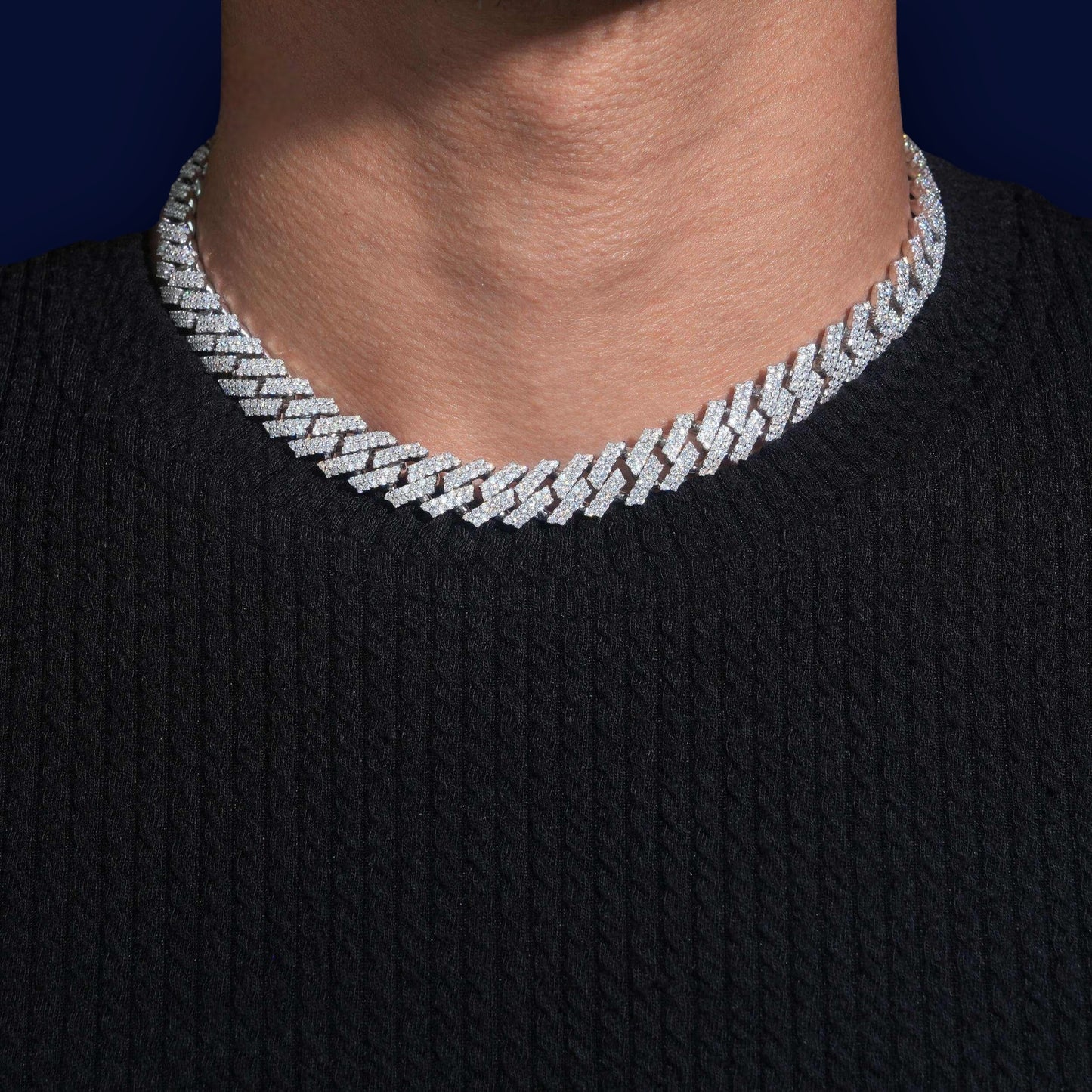12mm Miami Cuban Chain | 925 Silver | VVS Moissanite | Passes Diamond Tester