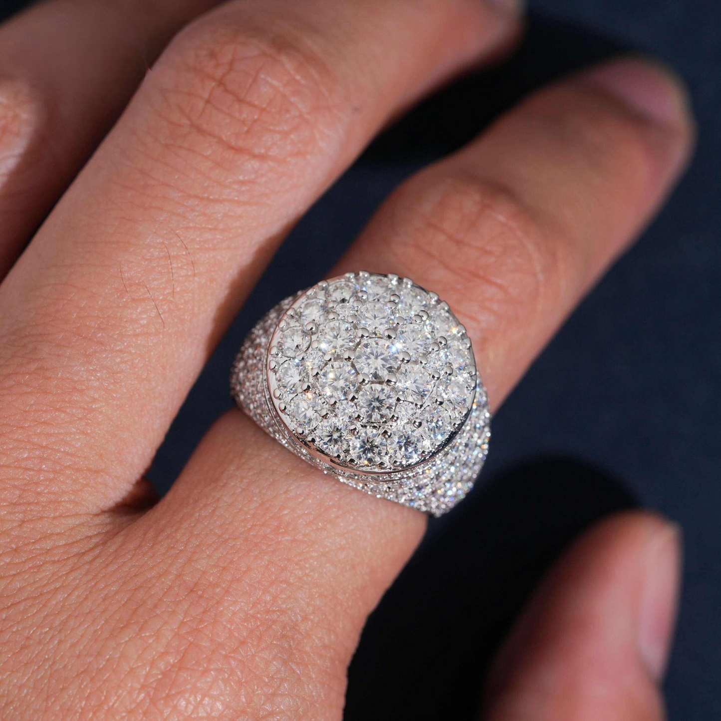Cluster Sparking Ring | 925 Silver | VVS Moissanite | Passes Diamond Tester