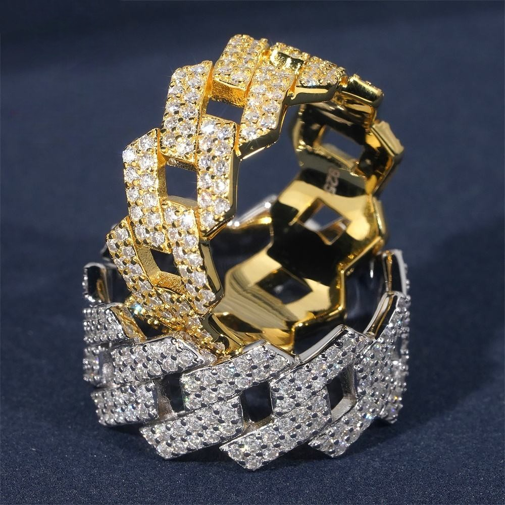 Cuban Link Ring | 925 Silver | VVS Moissanite | Passes Diamond Tester