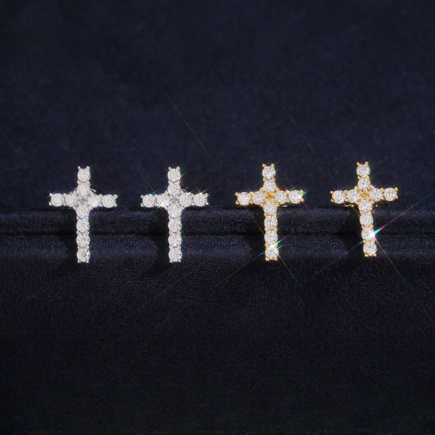 Cross Stud Earrings | 925 Silver | VVS Moissanite | Passes Diamond Tester