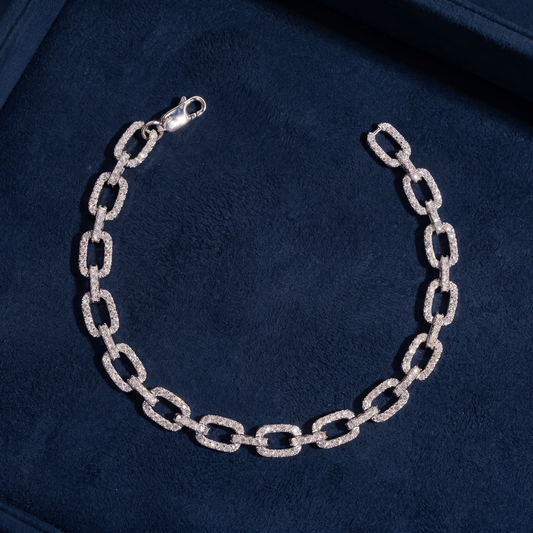 Infinity Link Bracelet in 925 silver VVS moissanite on dark navy suede