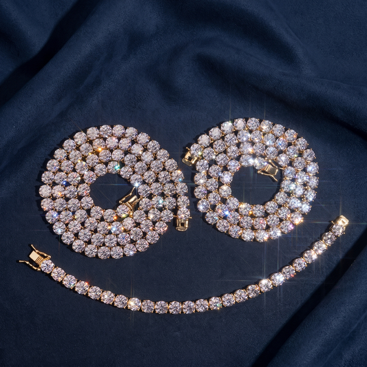 6.5mm tennis bracelet in gold plated 925 silver on navy suede